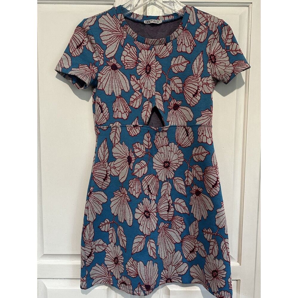 Zara Mini Key Hole Dress Floral Retro Size Small Barbie Mini